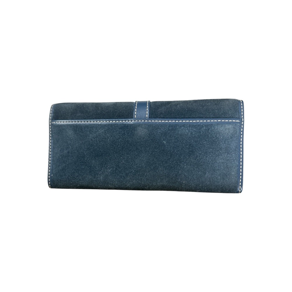 Vintage Coach Hamptons Navy Blue Suede Buckle Slim Envelope Wallet Y2K - Picture 2 of 9